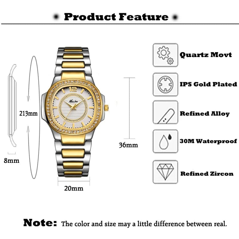 montre femme missfox 2549 Watch ice new rhinestone Ladies hombre Luxury Brand Diamond Quartz Gold Wrist Watch Gifts For Women