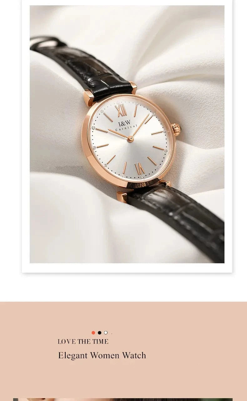 Montres Femmes CARNIVAL Brand Fashion Watches Ladies Luxury Girls Rose Gold Quartz Wrist Watch for Women Waterproof Reloj Mujer