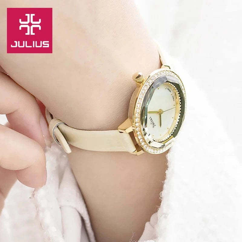 Mother-of-pearl Julius Lady Women's Watch Japan Quartz Fashion Hours Bracelet Real Leather Girl's Gift No Box