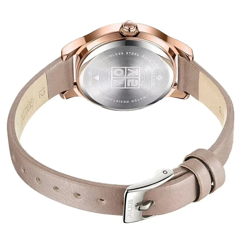 Mother-of-pearl Women's Watch Japan Quartz Elegant Fashion Hour Bracelet Real Leather Clock Girl's Birthday Gift Julius Box