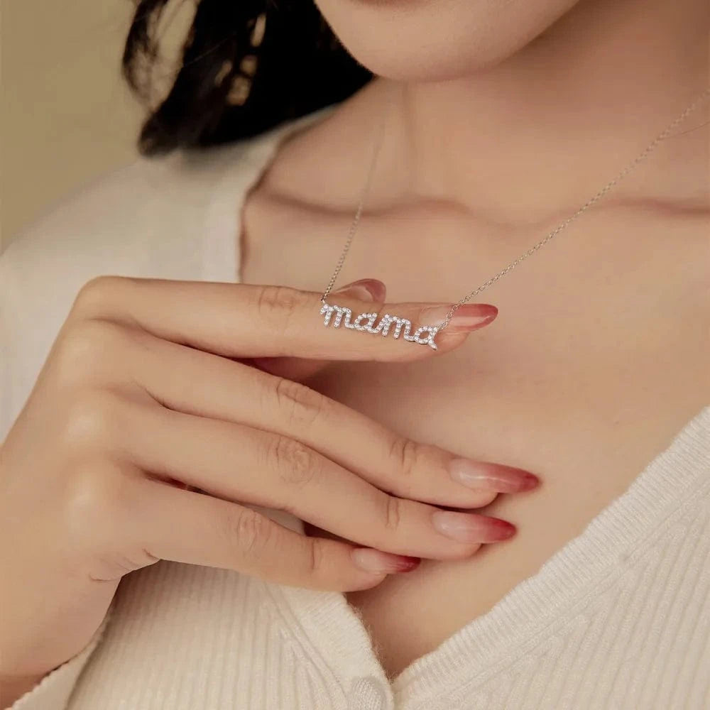 Mother'S Day Gift 925 Sterling Silver Letter Mama Necklace Gift For Mother Mom 18K Gold Plated Cz Cubic Zirconia Necklaces Women
