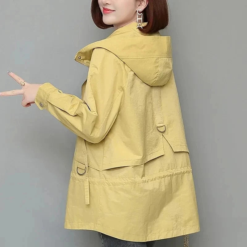 Mother's Windbreaker Women's Spring And Autumn 2023 New Middle-Aged Mother's Loose And Thin Coat Korean Lining Trench Hooded 3XL