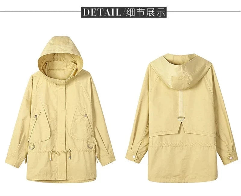 Mother's Windbreaker Women's Spring And Autumn 2023 New Middle-Aged Mother's Loose And Thin Coat Korean Lining Trench Hooded 3XL