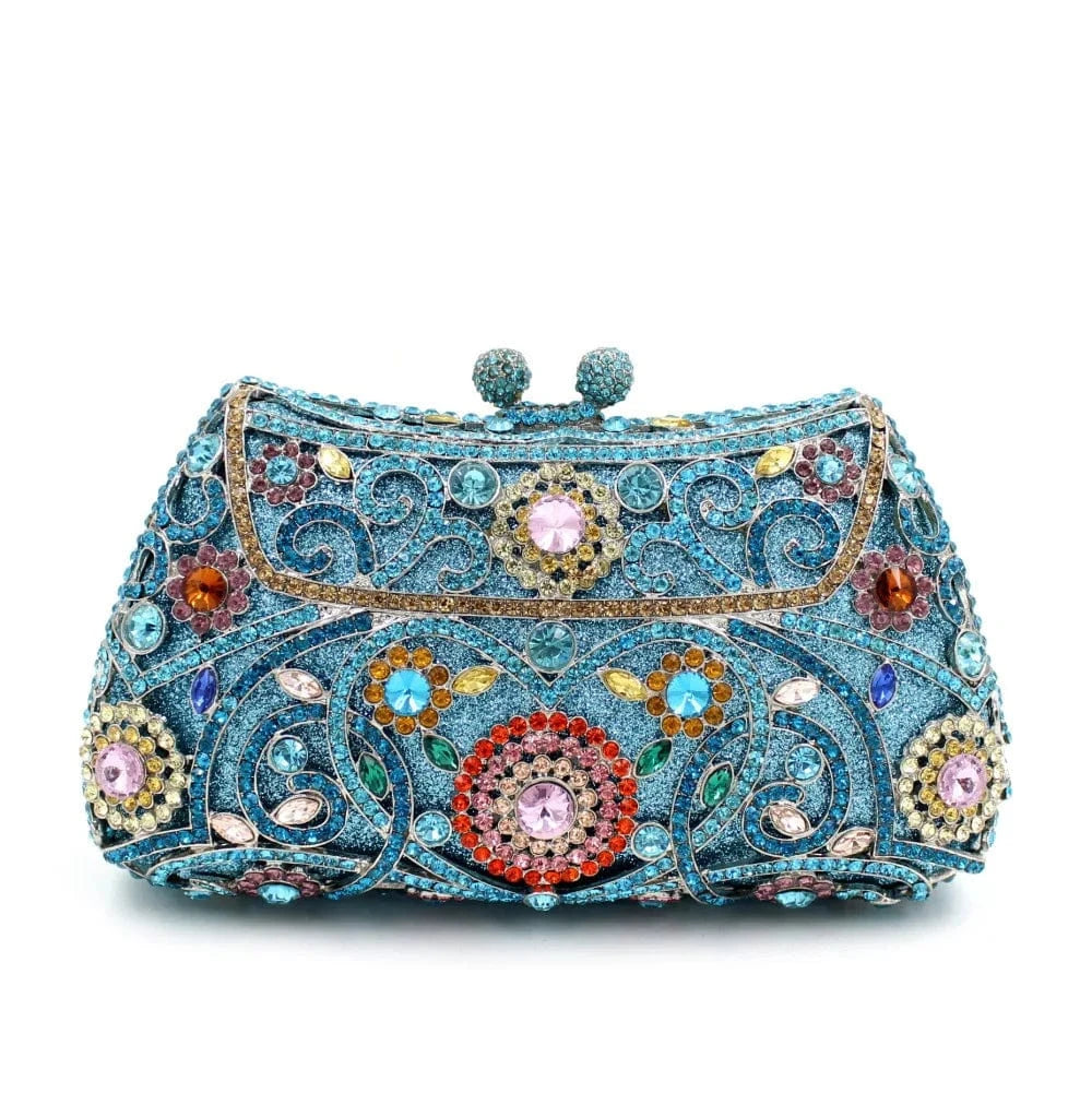 Multi 3 Women Gown Formal Crystal Stones Evening Party Handbag Wedding Clutch Bag Diamond Clutches Bridal Shoulder Wedding Purse