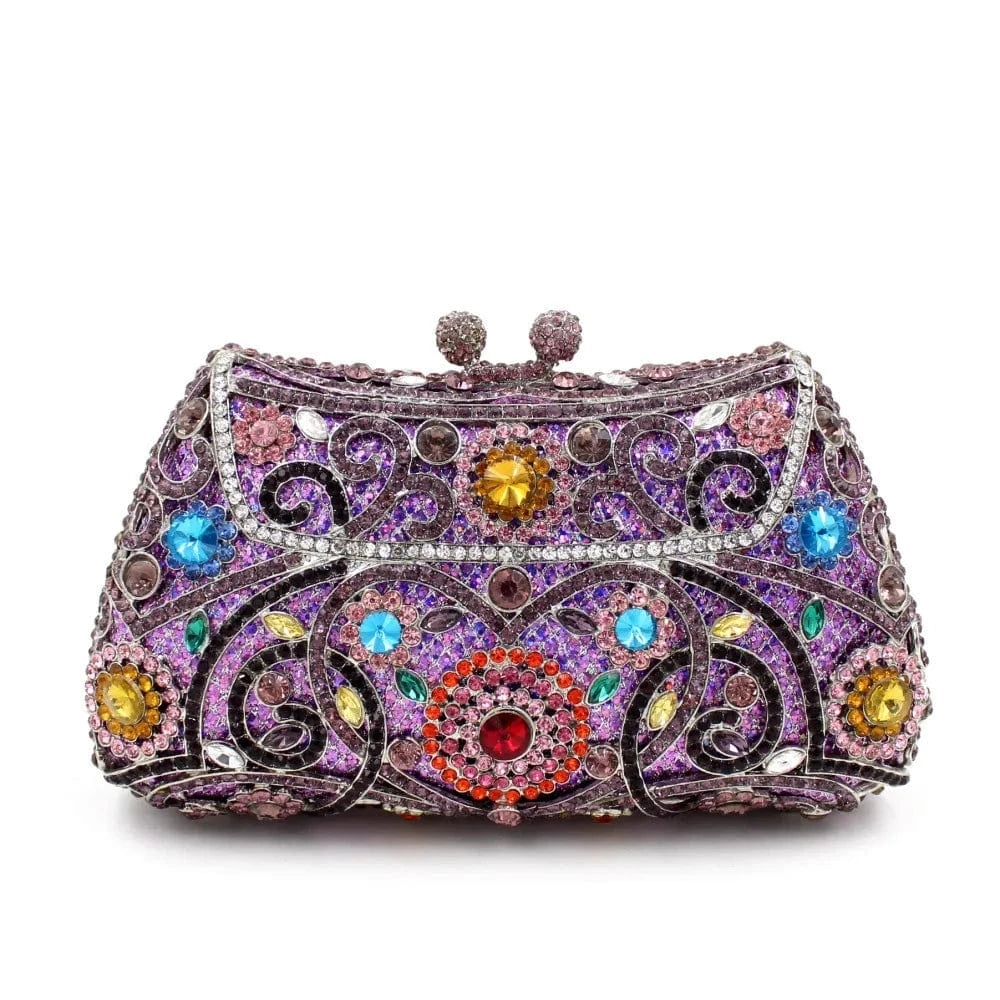Multi 4 Women Gown Formal Crystal Stones Evening Party Handbag Wedding Clutch Bag Diamond Clutches Bridal Shoulder Wedding Purse