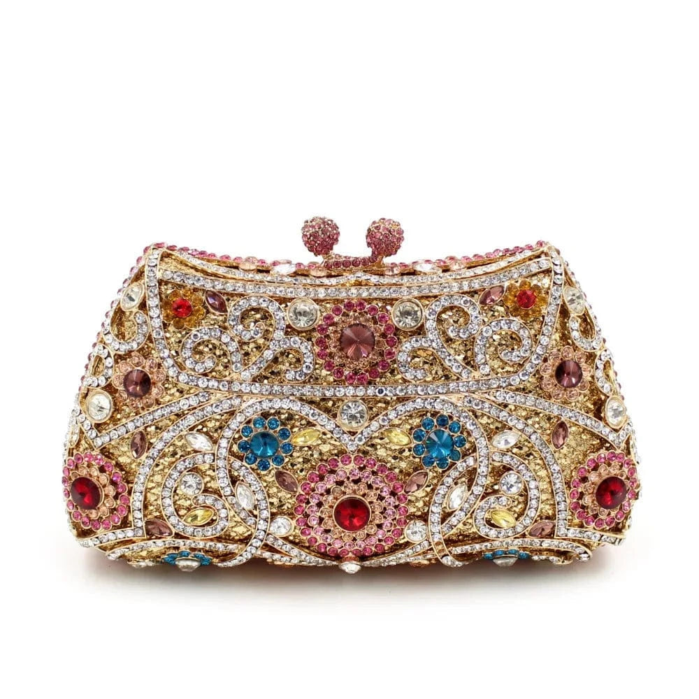 Multi 5 Women Gown Formal Crystal Stones Evening Party Handbag Wedding Clutch Bag Diamond Clutches Bridal Shoulder Wedding Purse