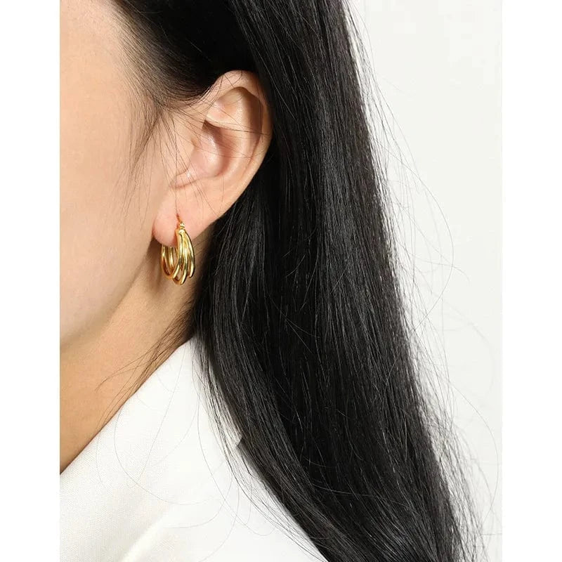 Multi-layer Circle Round Big Hoop Earrings For Women Wholesale 925 Sterling Silver Jewelry Gifts