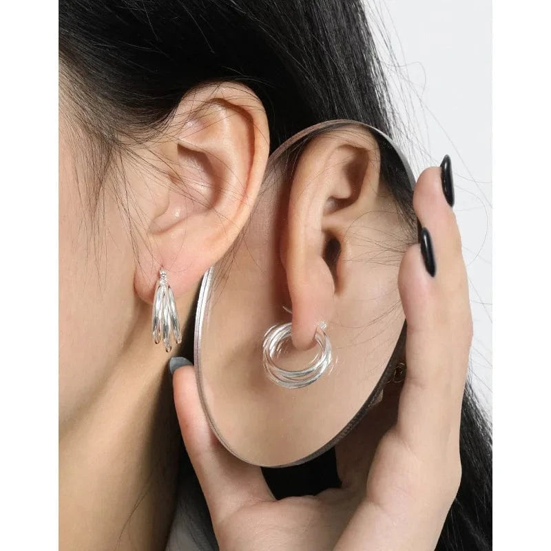 Multi-layer Circle Round Big Hoop Earrings For Women Wholesale 925 Sterling Silver Jewelry Gifts