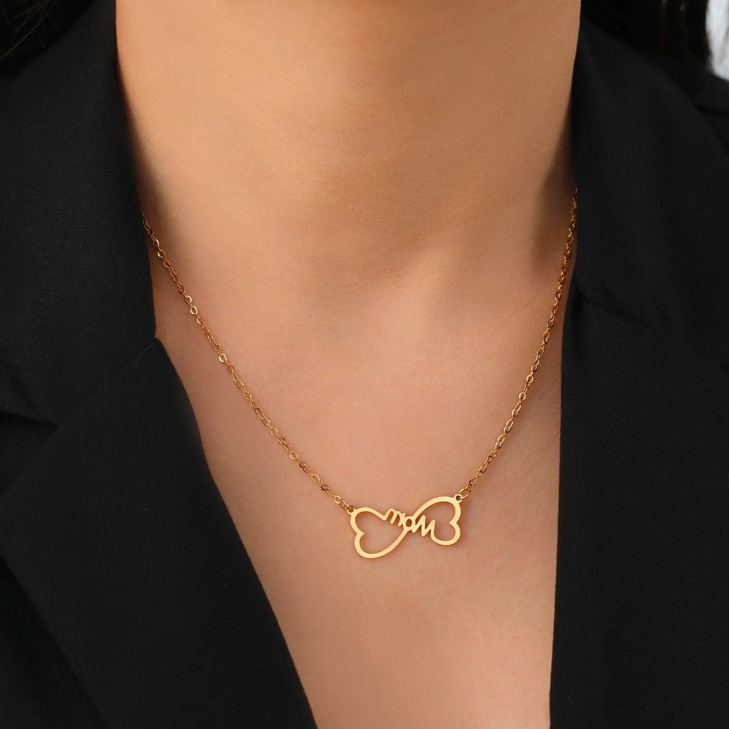Myshape Mom Necklace Mother Kid Chain Family Heart Baby Gift for Woman Man Kid Child Pendant Stainless Steel Jewelry Fashion