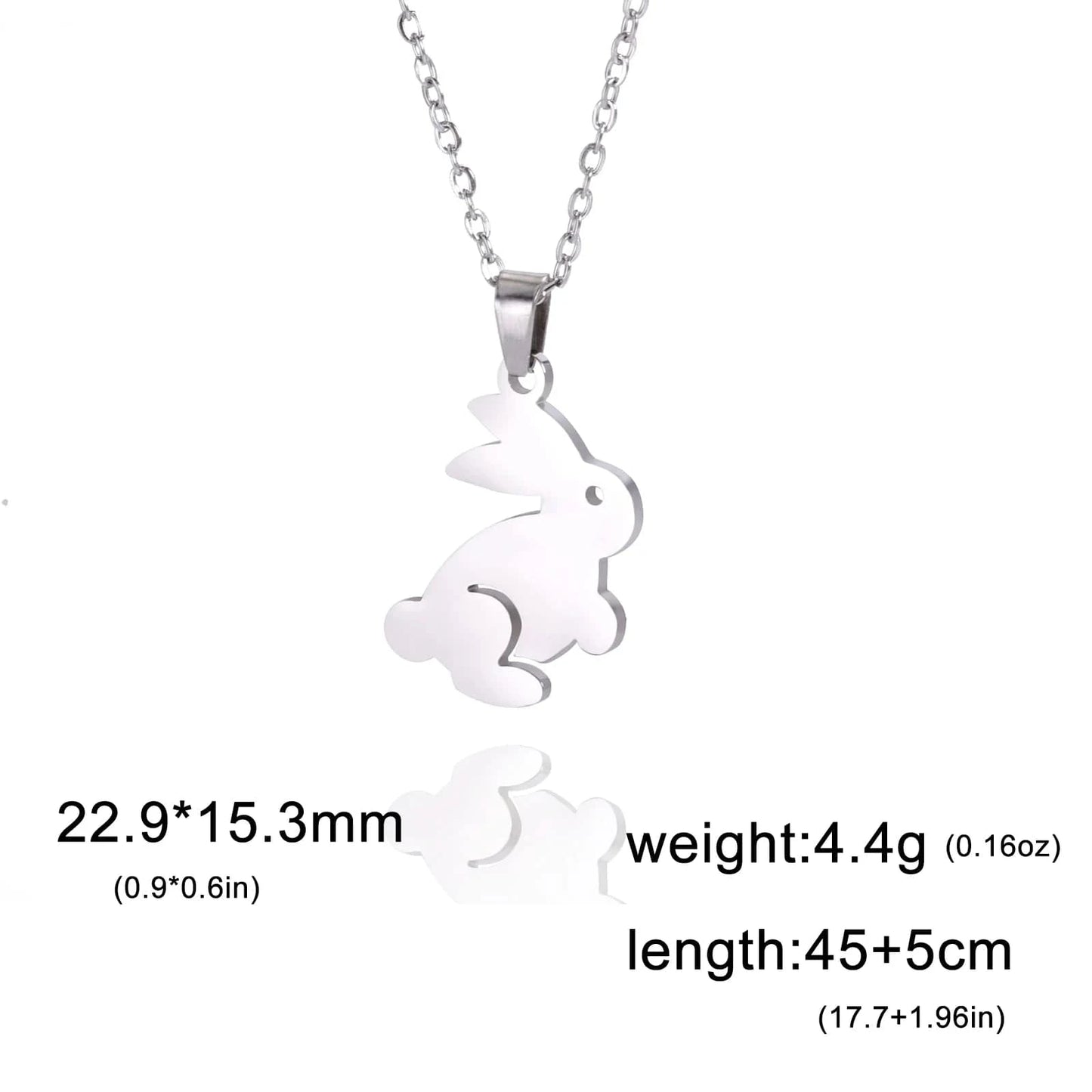 Myshape Stainless Steel Cute Animals Necklace for Women Girl Rabbit Pendants Chain Necklace Wholesale Party Trendy Jewelry Gift