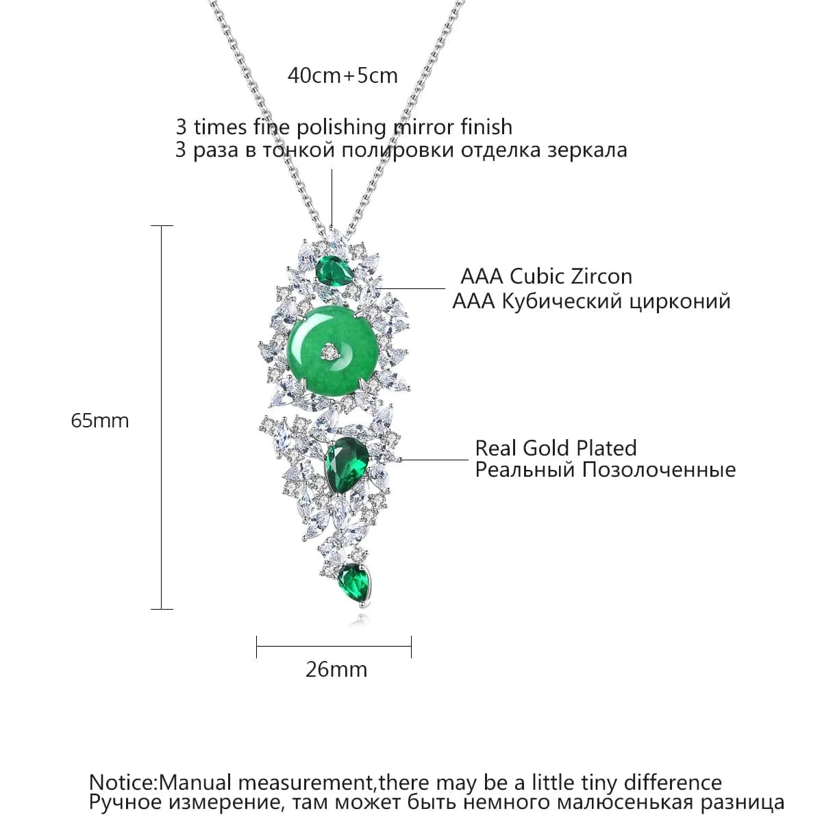 N19062832 LUOTEEMI High Quality Emerald Jard Pendant Necklaces Green Gemstone Setting Whistle Shape for Women Wholesale