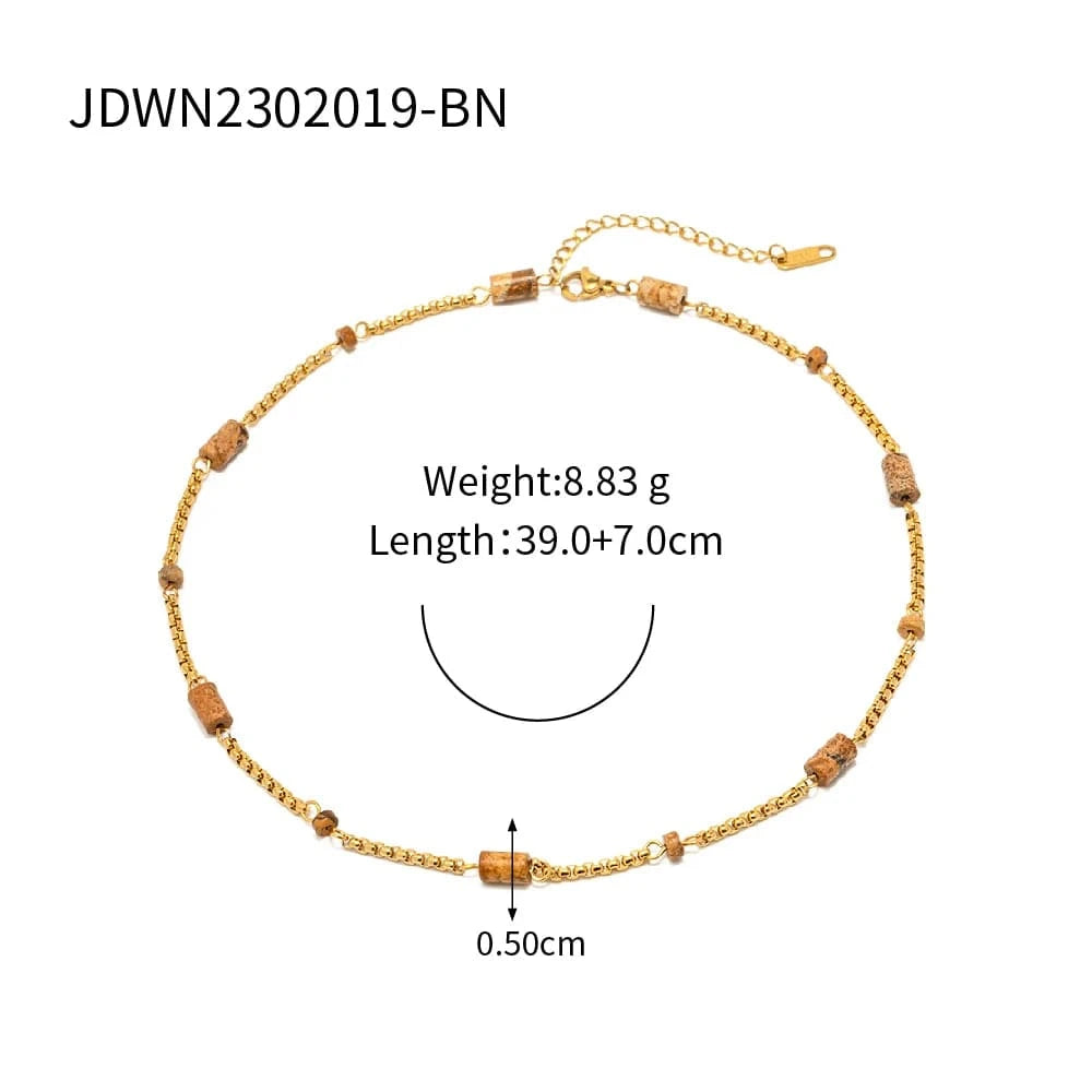 N2323-2 N2323 Charm 18K Gold Plated Stainless Steel Jewelry Gift Natural Geometric Lapis Lazuli Red Agate Choker Necklace