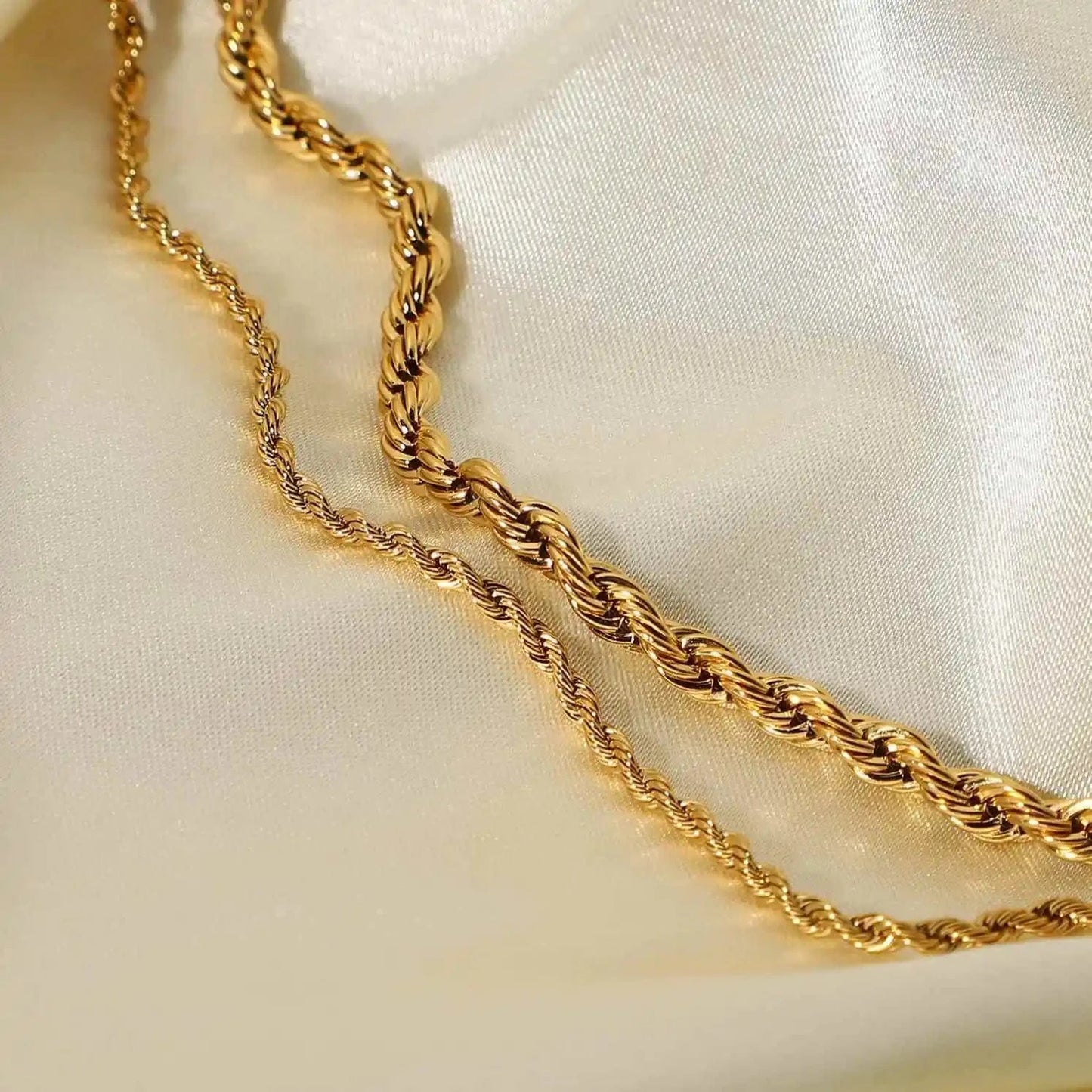 N2465 Dainty PVD 18K Gold Plated Twisted Rope Unisex Chain Necklace Hip Pop Custom Jewelry For Daily