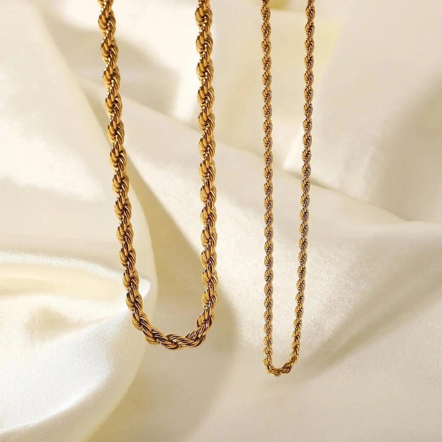 N2465 Dainty PVD 18K Gold Plated Twisted Rope Unisex Chain Necklace Hip Pop Custom Jewelry For Daily