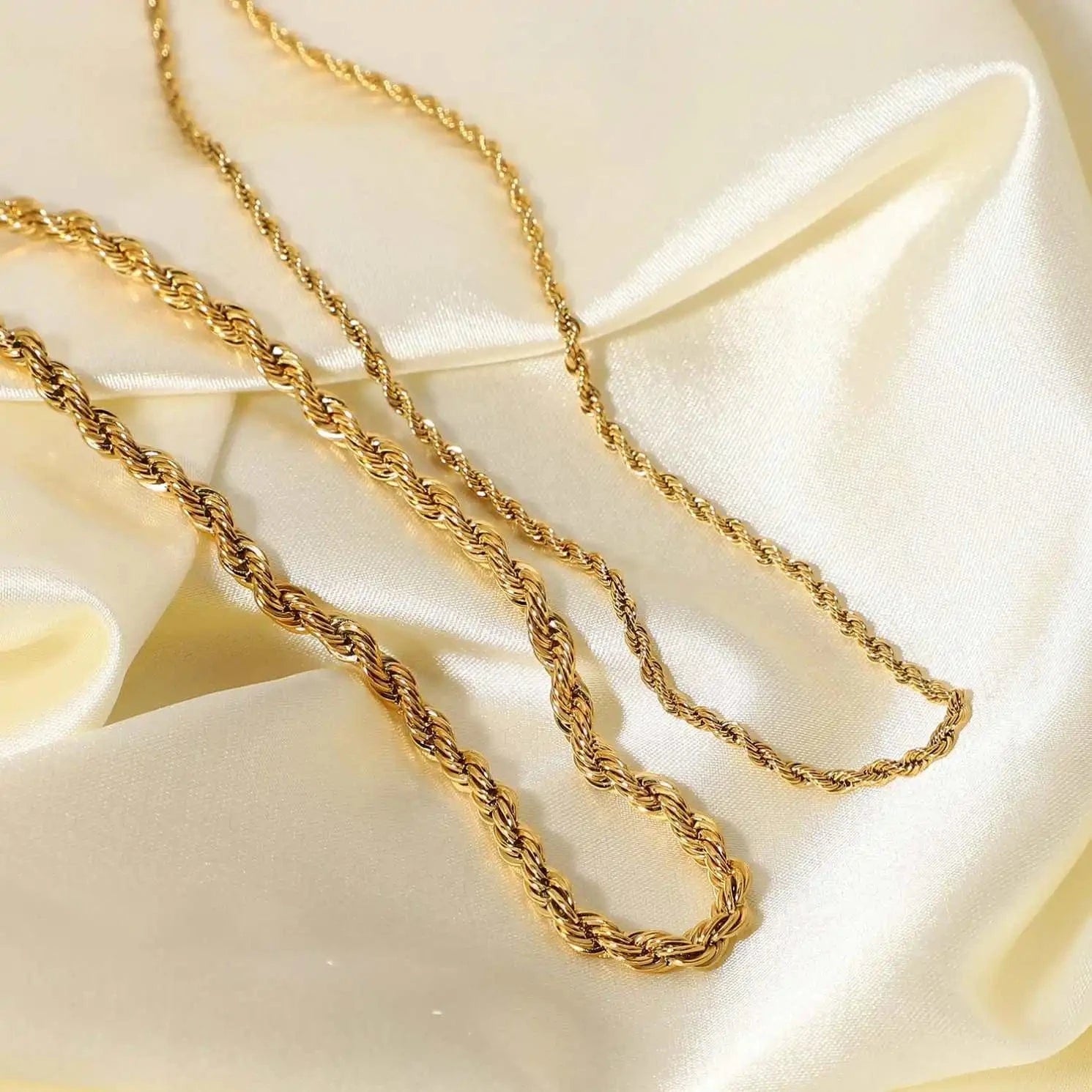 N2465 Dainty PVD 18K Gold Plated Twisted Rope Unisex Chain Necklace Hip Pop Custom Jewelry For Daily