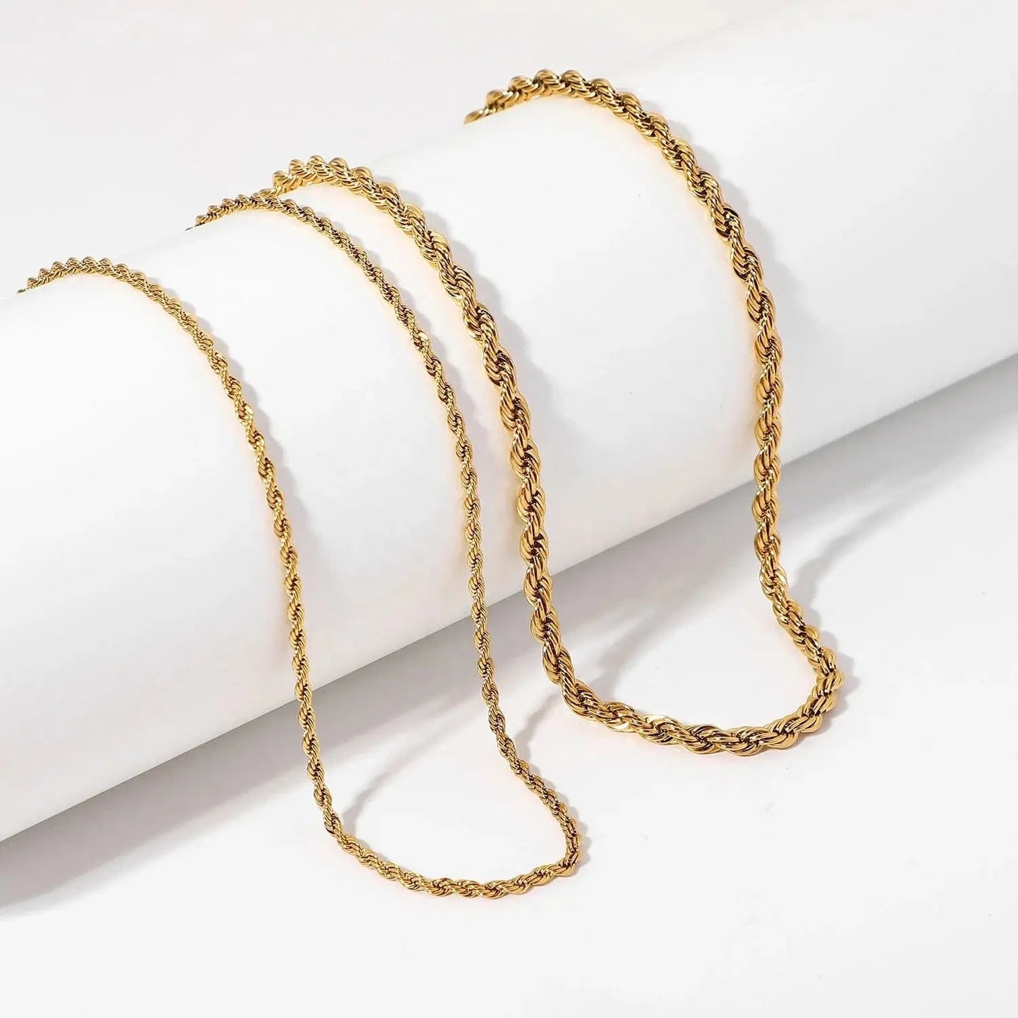 N2465 Dainty PVD 18K Gold Plated Twisted Rope Unisex Chain Necklace Hip Pop Custom Jewelry For Daily