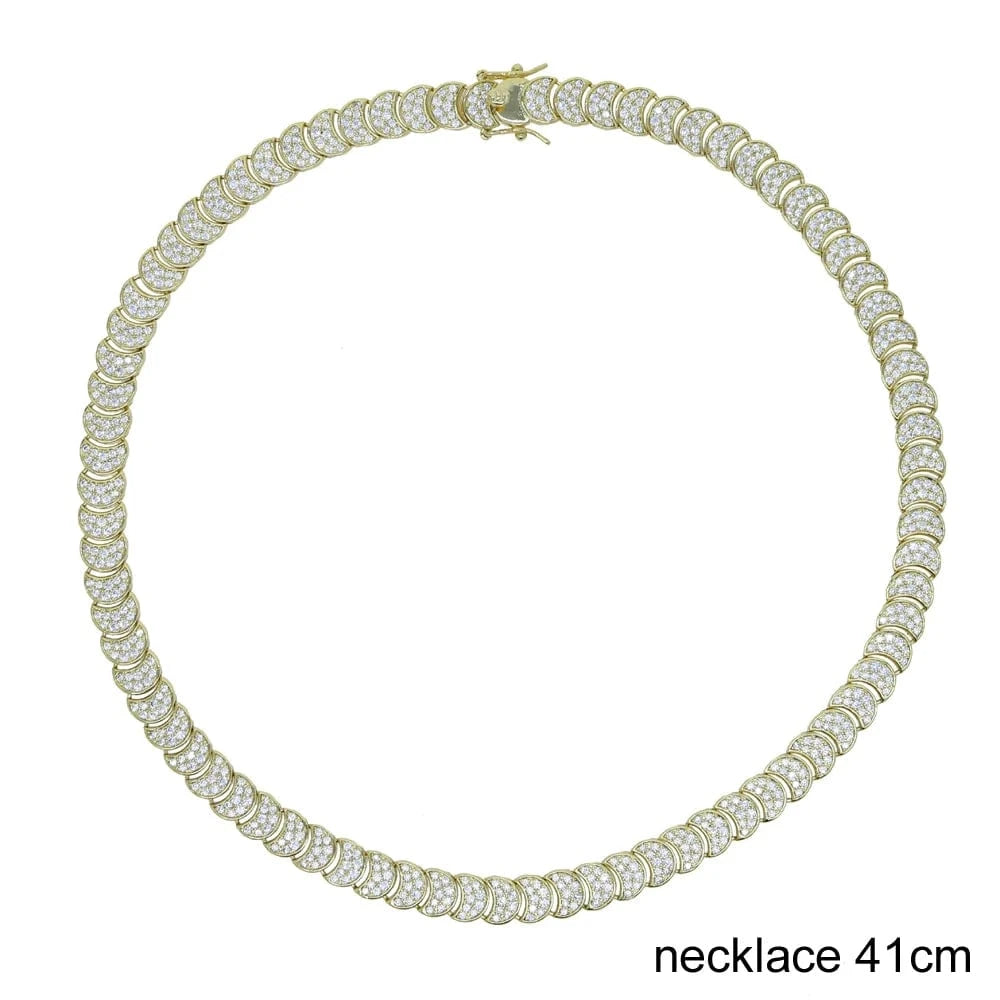 N844-G-41CM necklace Sparking Clear Cubic Zirconia CZ Paved For Women Gold Plated Moon Shaped Geometric Classic Fashion Choker Necklace