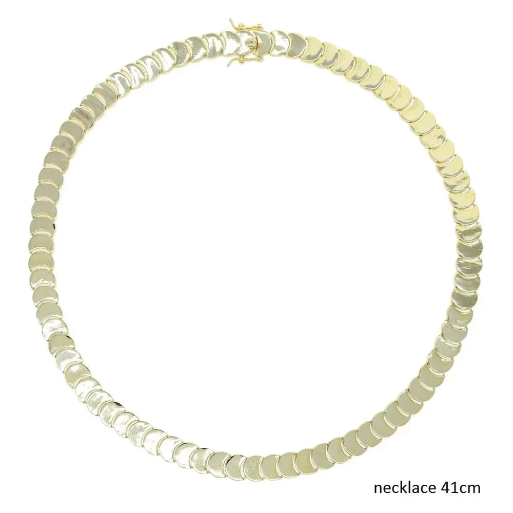 N850-G-41CM necklace Sparking Clear Cubic Zirconia CZ Paved For Women Gold Plated Moon Shaped Geometric Classic Fashion Choker Necklace