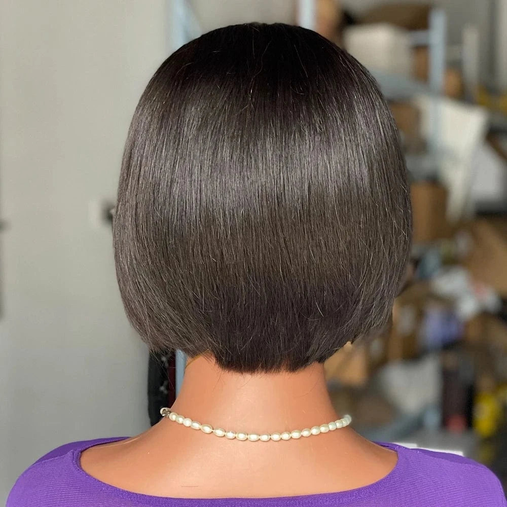 Natural Black / 8 Inches Wholesale Remy Hair Bob Human Hair Wig Front Bone Straight Lace Brazilian Hair Long Transparent Swiss Lace
