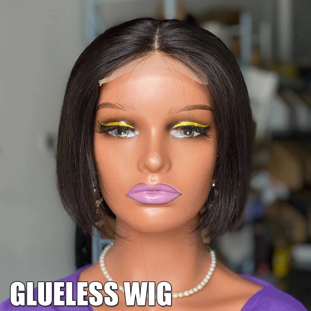 Natural Black / 8 Inches Wholesale Remy Hair Bob Human Hair Wig Front Bone Straight Lace Brazilian Hair Long Transparent Swiss Lace
