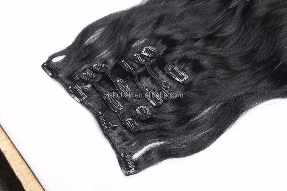 Natural clip in hair extension healthy and popular clip hair attations all color and wave pure human hair