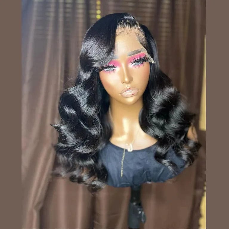 Natural Color / 10 Inches New Pink Brown Highlight Color Body Wave Cuticle Aligned Human Hair Lace Front Wigs With Baby Hair
