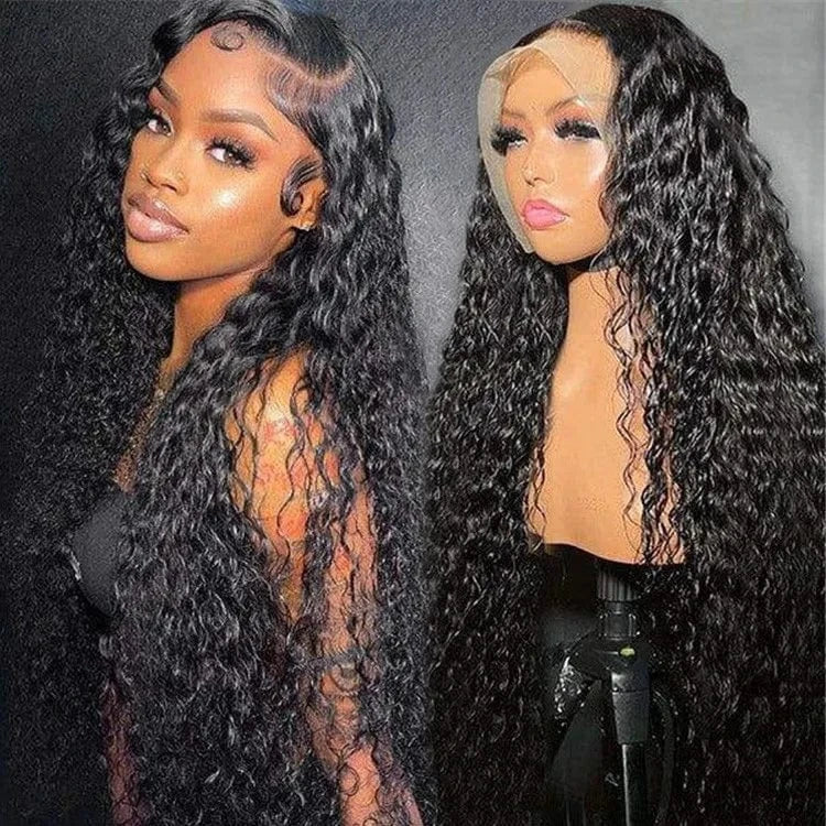 Natural color 13x4 transparent frontal lace wig water / 10 Inch Bob Wig Wholesale 13x4 Transparent Swiss Lace Front Wig Vendor Virgin Hair Deep Water Curly Wave Full Lace Frontal Wigs for Black Women