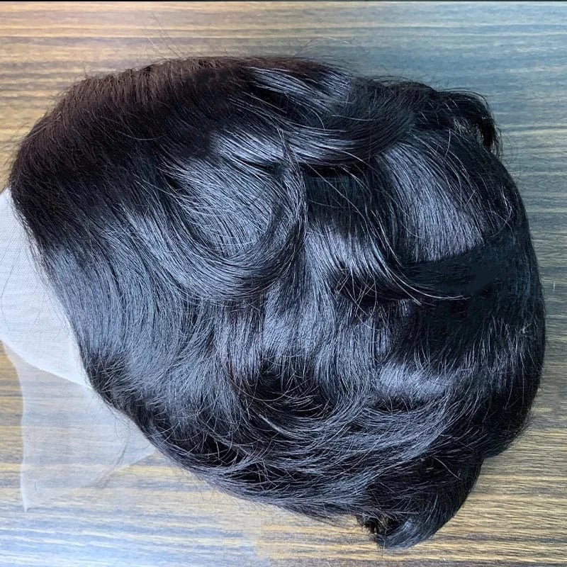 Natural color / 6 Inches Pixie Cut Straight Short Bob Wig T Part Lace Wig Prepluck Brazilian Human Hair Transparent Lace Human Hair Wigs For Women
