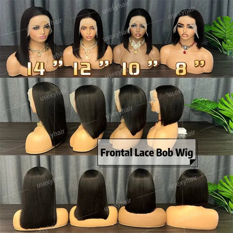 natural color bob wig / 10"Sample Hair (Chat Now for different type Hair) 34 36 40 Inch 613 Blonde Colored Body Wave Full Frontal HD Transparent 13x4 13x6 Lace Human Hair Wigs Lace Front Wigs For Women