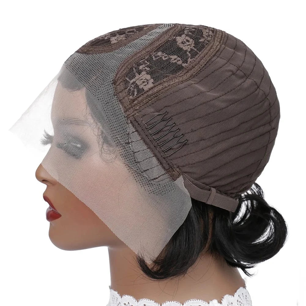 Natural Color Side Part BOB Lace Wig Pixie Cut Wigs For Women Remy Straight Human Hair Transparent T Part Gluess Lace Bob Wig