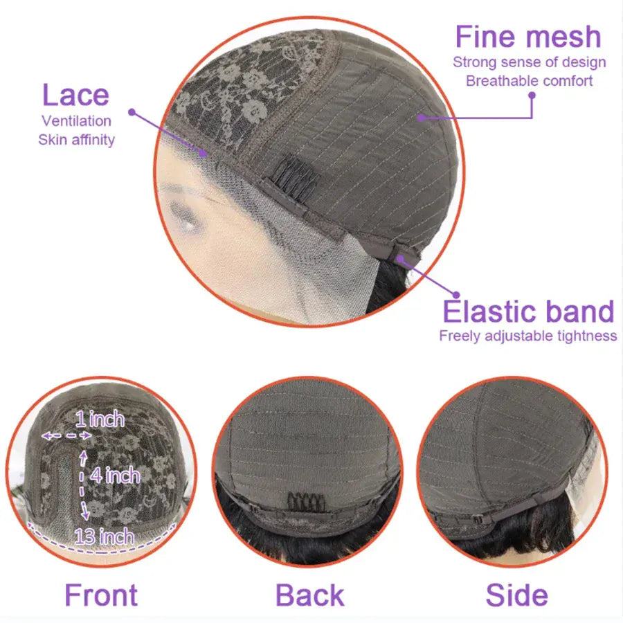 Natural Color / United States / 6inches Short Bob Wig Pixie Cut Curly Human Hair Wigs For Women Black Color 13x4x1 T part lace closure Deep Wave Lace Wig Preplucked Hai