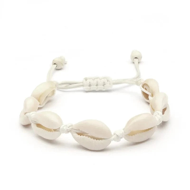 Natural Cowrie Beads Shell Bracelet/Anklet/necklace Handmade Beach bracelet Jewelry Hawaiian Jamaican Style Adjustable for Women