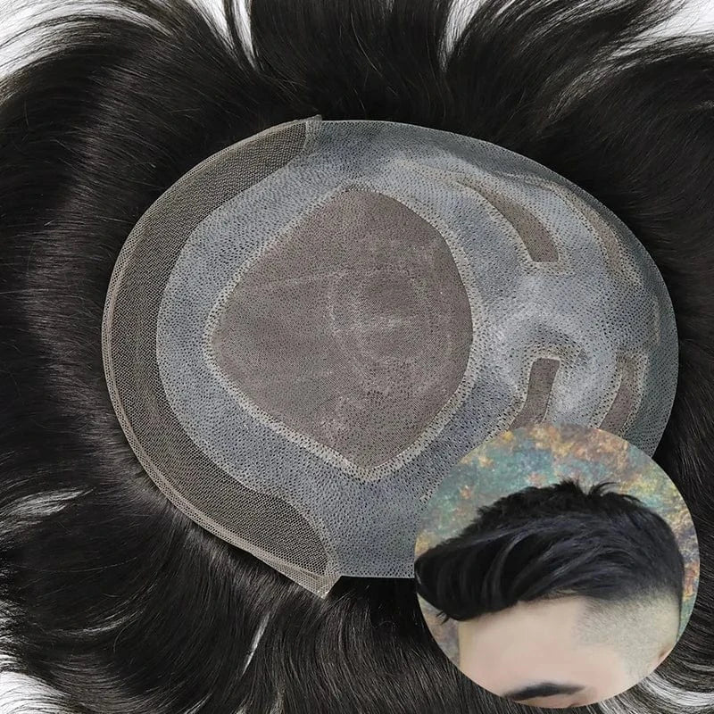 Natural Hairline Hair Piece Replacement System Lace Front Wig Versalite Human Hair Men's Toupee Hair