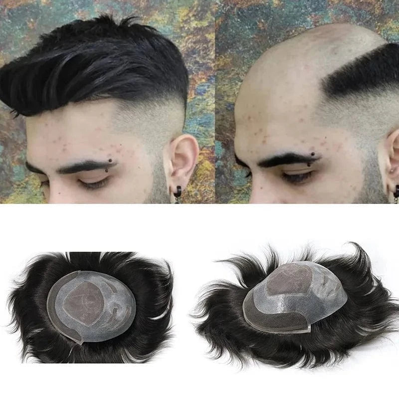 Natural Hairline Hair Piece Replacement System Lace Front Wig Versalite Human Hair Men's Toupee Hair