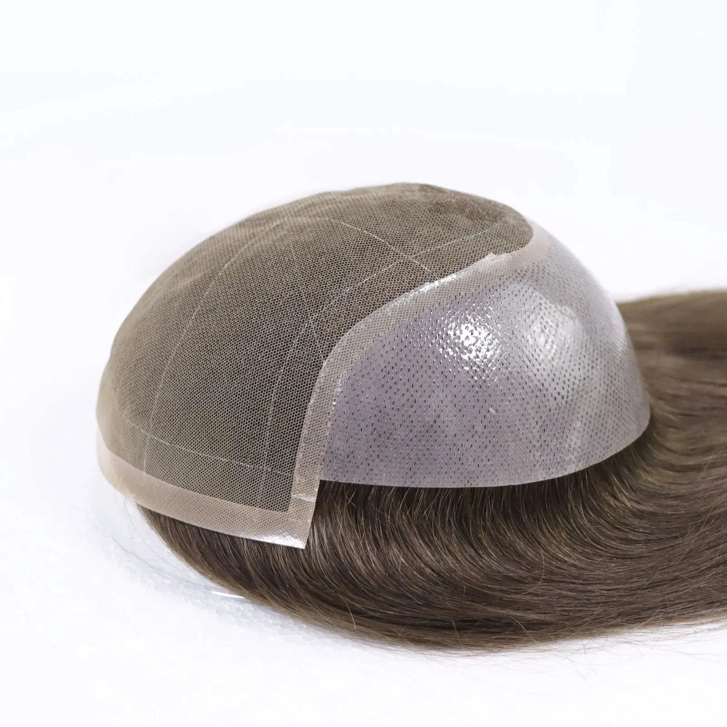 Natural Looking Hairline Male Hair Patch 16 Inches 4# Brown Natural Human Hair Man Hairpiece Lace Toupee For Men