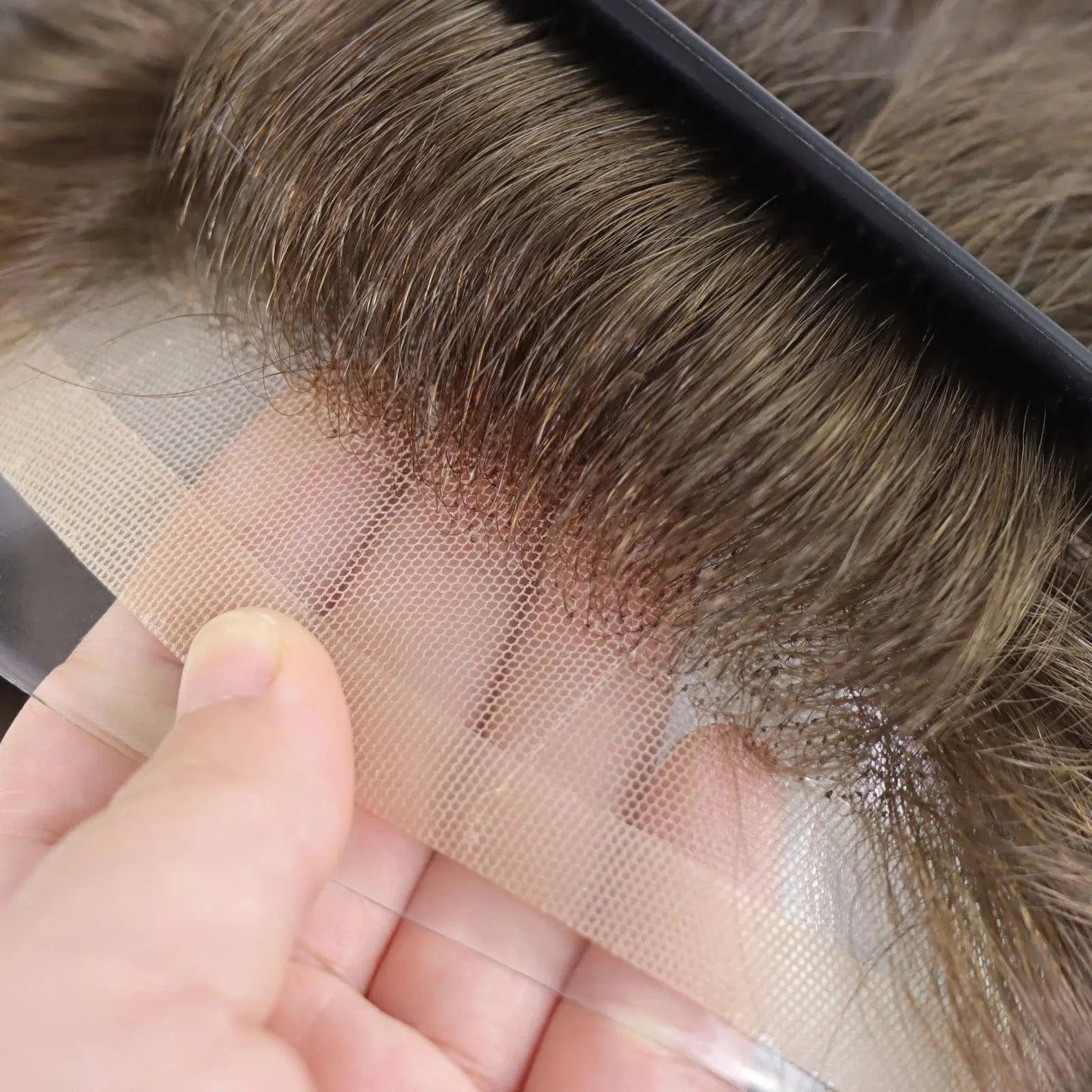 Natural Looking Hairline Male Hair Patch 16 Inches 4# Brown Natural Human Hair Man Hairpiece Lace Toupee For Men