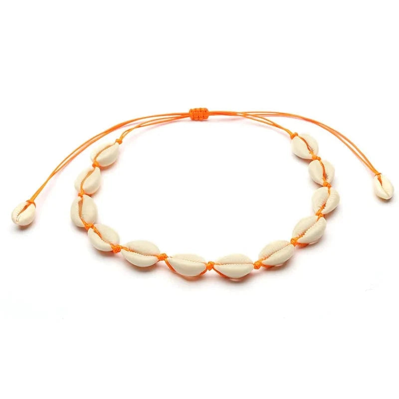 Natural Shell Anklet Bracelet Necklace Handmade Beach Foot Jewelry Adjustable Boho Beaded Anklet for Women and Girls