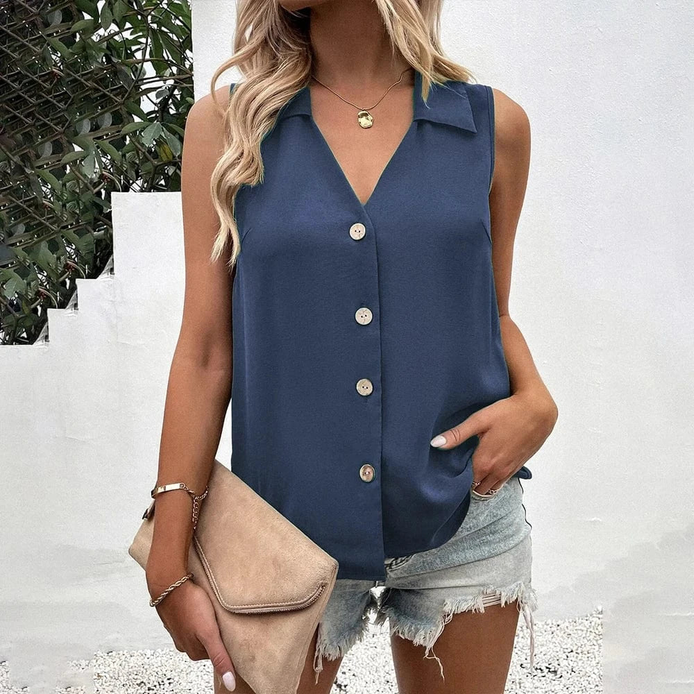 Navy Blue / M New Chiffon Vest Lady Shirt Summer Sexy Blouse Tops for Women Clothing Korean Tank Pullover Female Casual Slim T-shirt Tee
