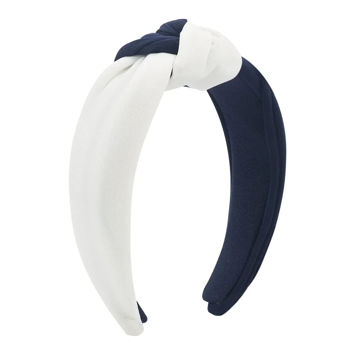 Navy Blue white Greek Sorority Color Fashion Top Knotted Headbands for Women Girls Fabric Non Slip Wide Brimmed Head Band Jewelry