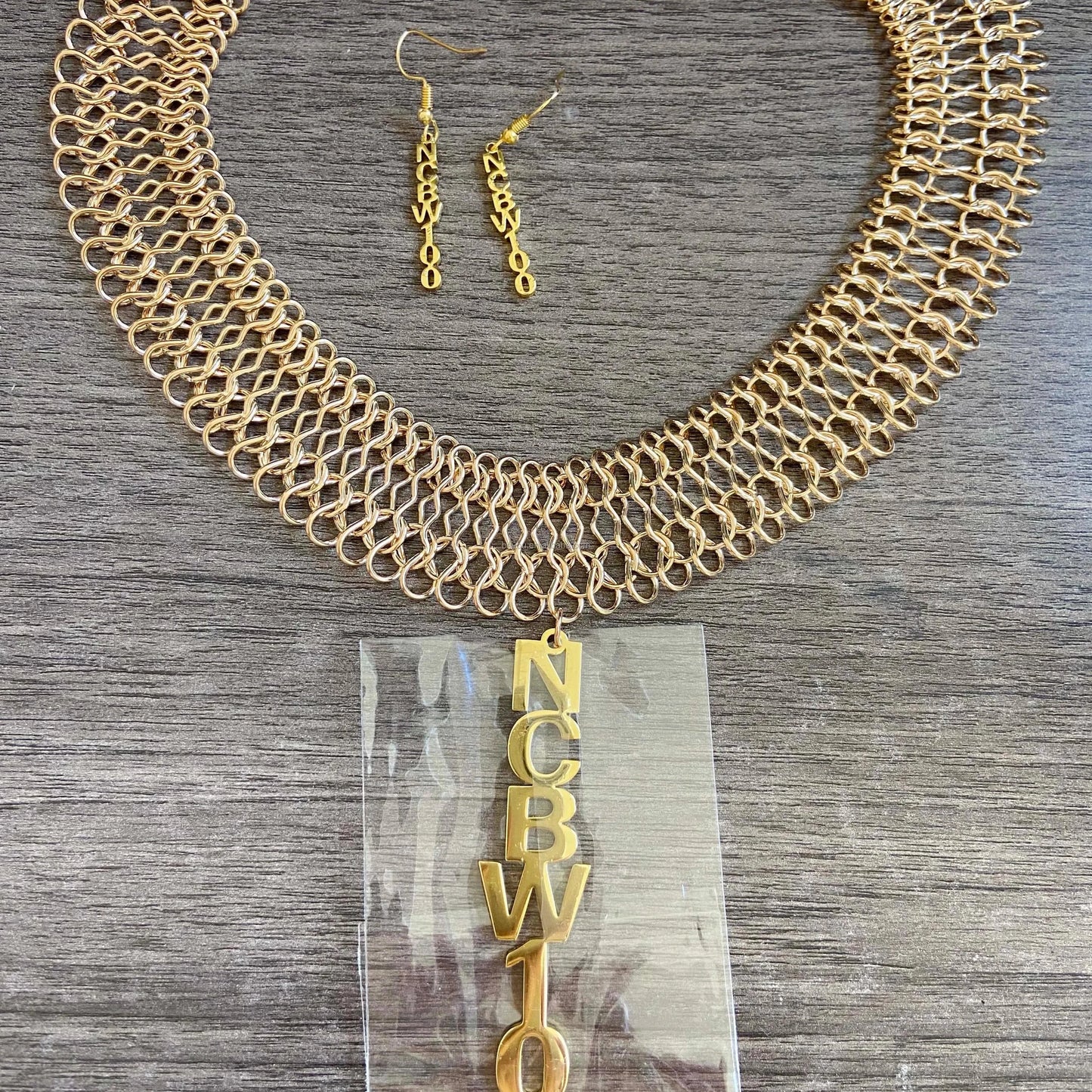 NCBW100 Letter Stainless Steel Gold Earring Necklace Vertical Alphabet Jewelry Set Hot-selling Gifts Jewelry