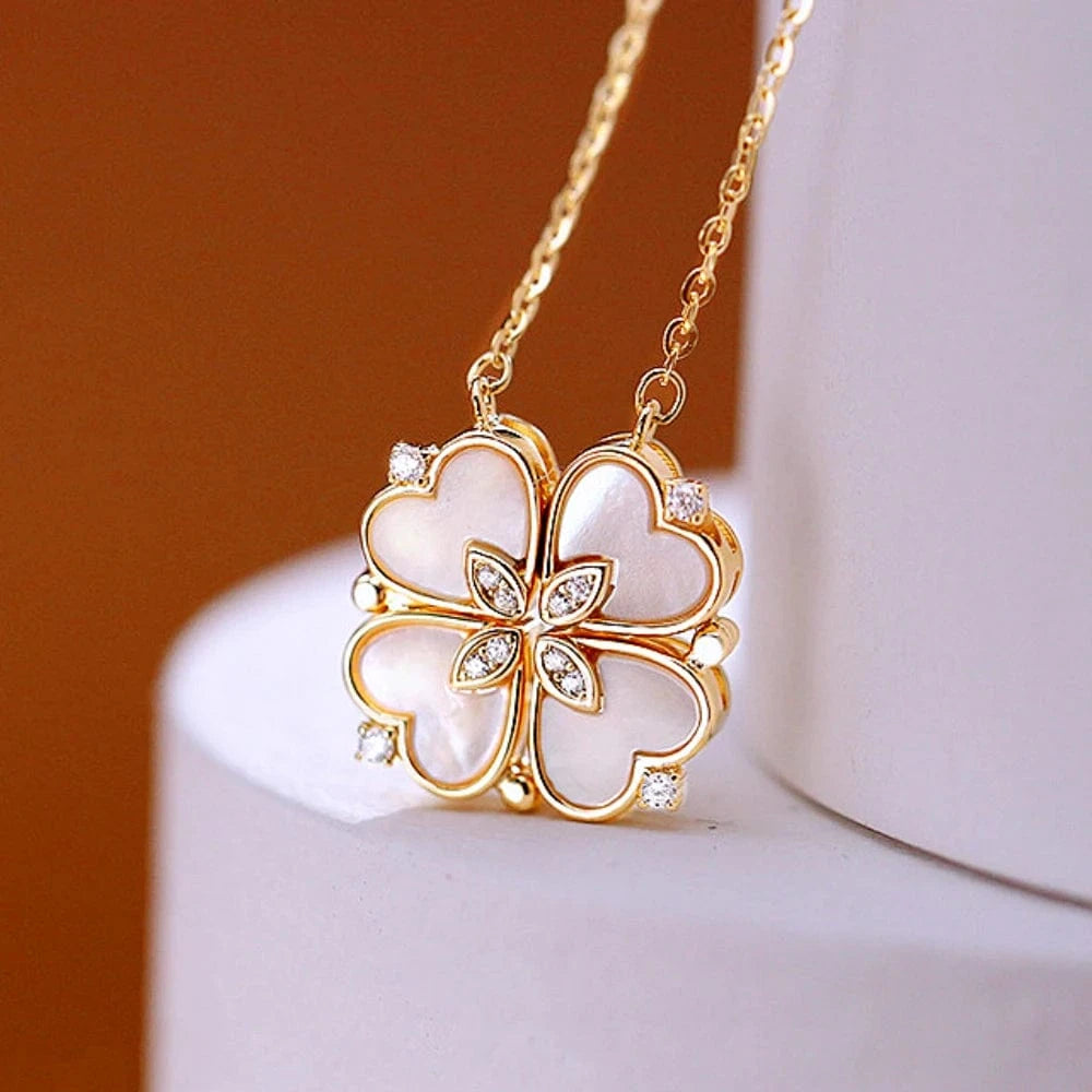 NECKLACE / 0604 Gold Love Magnetic Pendant Necklace Ladies Clover Necklace Heart Shaped Clover Necklace Lucky 4 In 1 Love Pendant Jewelry Gift