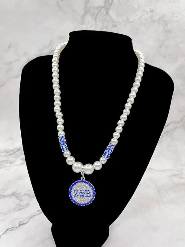 Necklace / 4 Custom 2023 Greek Sorority ZPB Long White Pearl Necklaces High Fashion Pendant Necklace Women Full Dress