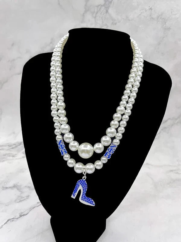 Necklace / 6 Custom 2023 Greek Sorority ZPB Long White Pearl Necklaces High Fashion Pendant Necklace Women Full Dress