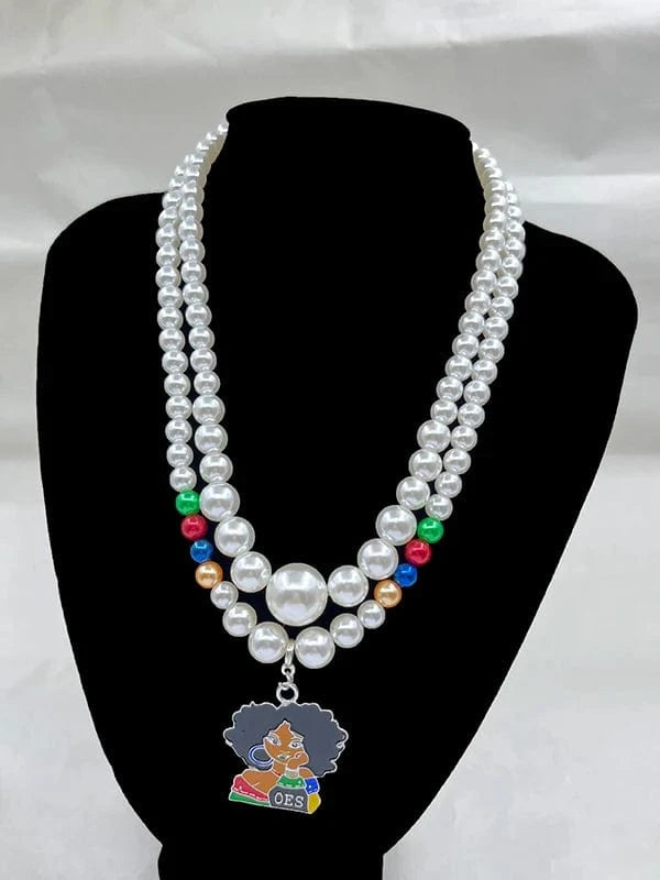 Necklace / A Greek Sorority OES Eastern StarHandmade Pendant Multilayer Imitation Pearl Bead Necklace