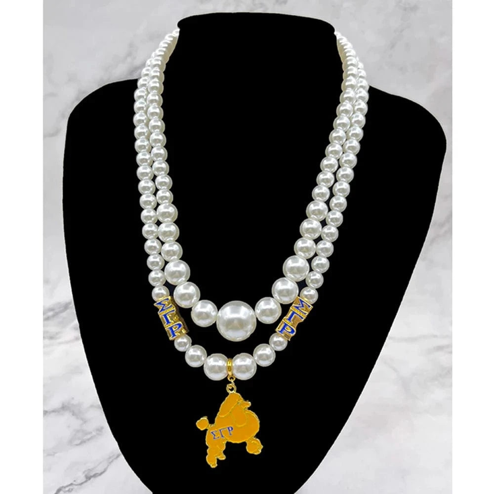 Necklace / B university women greek letter Sigma Gamma Rho sorority pendant multilayer imitation pearl bead necklace