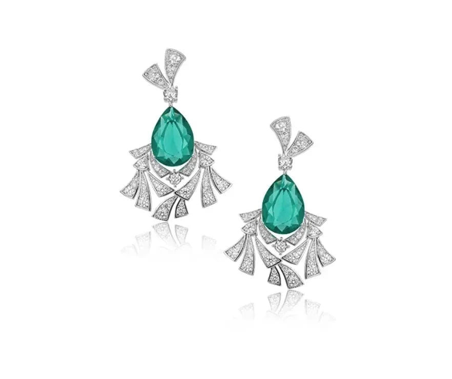 necklace earrings exaggerated fashion set women's pendant choker High quality jewelry plated 18K inlaid Emerald