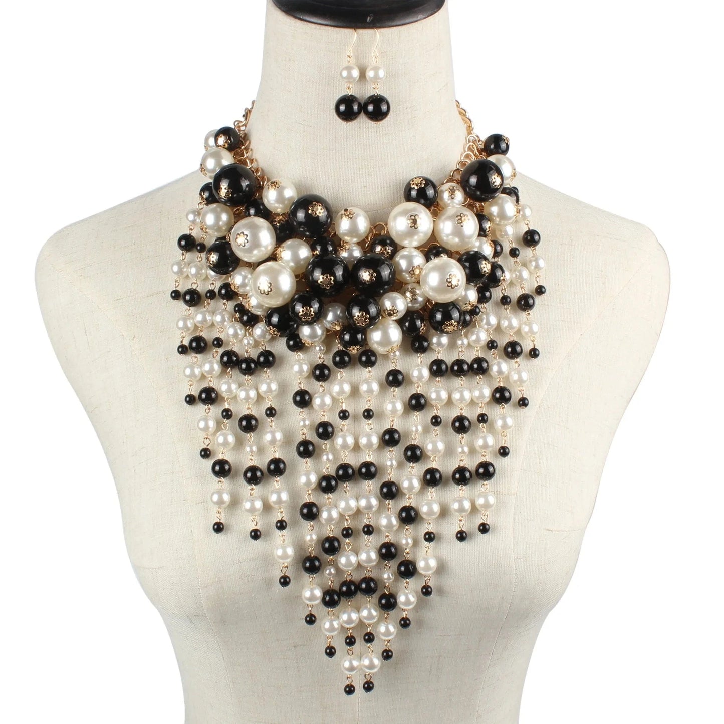 necklace Exaggerated Multi-layer Imitation Pearl Tassel Statement Necklace