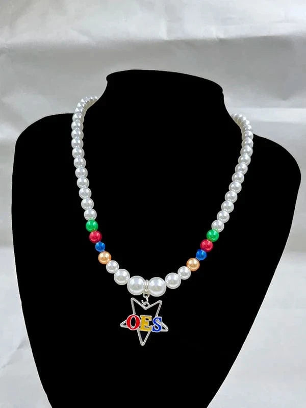 Necklace / G Greek Sorority OES Eastern StarHandmade Pendant Multilayer Imitation Pearl Bead Necklace