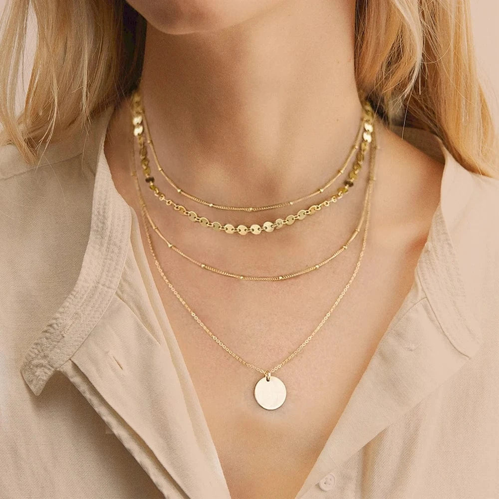 necklace Layering Necklace Set Round Pendant Choker