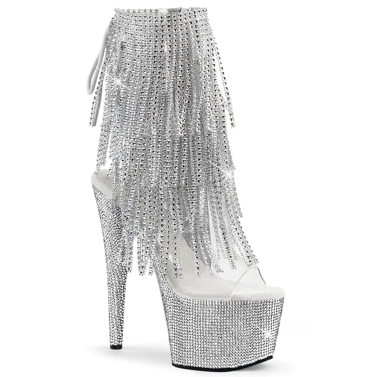New 17 cm high heels low heels for stage dinner Crystal Diamond Rhinestones 7 inch open toe high heels night club Ankle Boots